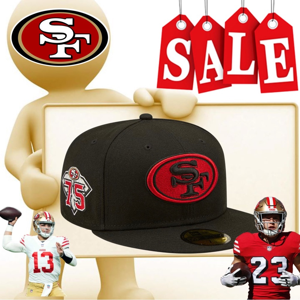 New Era San Francisco 49Ers NFL Basic 75 Fifty Fitted Black SF Logo 7 1/2 RARE!